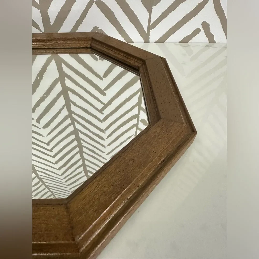Vintage Octagon Wood Mirror
